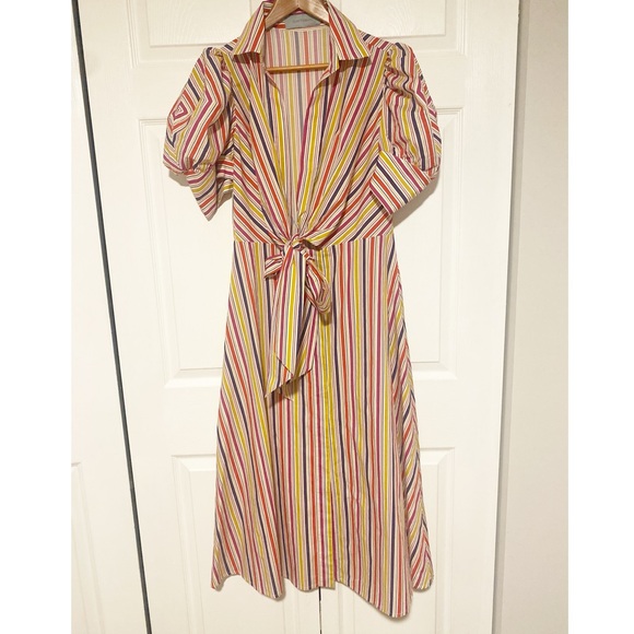 Silvia Tcherassi Roopal Midi-Dress Striped Size Large - Picture 5 of 13